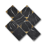 Mineralis Nero Marquina Polished Square Stone & Glass Mosaic Tile Mineralis Nero Marquina Polished Square Stone & Glass Mosaic Tile - American Tile Depot