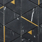Mineralis Nero Marquina Polished Triangle Stone & Glass Mosaic Tile Mineralis Nero Marquina Polished Triangle Stone & Glass Mosaic Tile - American Tile Depot
