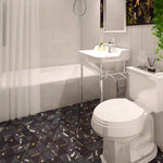 Mineralis Nero Marquina Polished Triangle Stone & Glass Mosaic Tile Mineralis Nero Marquina Polished Triangle Stone & Glass Mosaic Tile - American Tile Depot