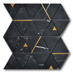 Mineralis Nero Marquina Polished Triangle Stone & Glass Mosaic Tile Mineralis Nero Marquina Polished Triangle Stone & Glass Mosaic Tile - American Tile Depot