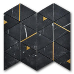 Mineralis Nero Marquina Polished Triangle Stone & Glass Mosaic Tile Mineralis Nero Marquina Polished Triangle Stone & Glass Mosaic Tile - American Tile Depot