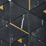 Mineralis Nero Marquina Polished Triangle Stone & Glass Mosaic Tile Mineralis Nero Marquina Polished Triangle Stone & Glass Mosaic Tile - American Tile Depot