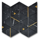 Mineralis Nero Marquina Polished Triangle Stone & Glass Mosaic Tile Mineralis Nero Marquina Polished Triangle Stone & Glass Mosaic Tile - American Tile Depot