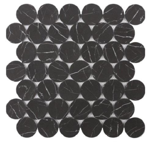 Mineralis Nero Marrquina Matte Penny Stone & Glass Mosaic Tile Mineralis Nero Marrquina Matte Penny Stone & Glass Mosaic Tile - American Tile Depot