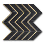 Mineralis Nero Metal Polished Chevron Stone & Glass Mosaic Tile Mineralis Nero Metal Polished Chevron Stone & Glass Mosaic Tile - American Tile Depot