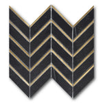 Mineralis Nero Metal Polished Chevron Stone & Glass Mosaic Tile Mineralis Nero Metal Polished Chevron Stone & Glass Mosaic Tile - American Tile Depot