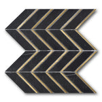 Mineralis Nero Metal Polished Chevron Stone & Glass Mosaic Tile Mineralis Nero Metal Polished Chevron Stone & Glass Mosaic Tile - American Tile Depot
