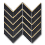 Mineralis Nero Metal Polished Chevron Stone & Glass Mosaic Tile Mineralis Nero Metal Polished Chevron Stone & Glass Mosaic Tile - American Tile Depot