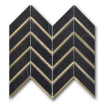 Mineralis Nero Metal Polished Chevron Stone & Glass Mosaic Tile Mineralis Nero Metal Polished Chevron Stone & Glass Mosaic Tile - American Tile Depot