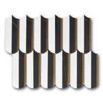 Mineralis Oval Nero Marquina & Thassos Polished Fence Stone & Glass Mosaic Tile Mineralis Oval Nero Marquina & Thassos Polished Fence Stone & Glass Mosaic Tile - American Tile Depot