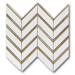 Mineralis Thassos Metal Polished Chevron Stone & Glass Mosaic Tile Mineralis Thassos Metal Polished Chevron Stone & Glass Mosaic Tile - American Tile Depot