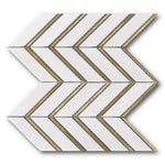 Mineralis Thassos Metal Polished Chevron Stone & Glass Mosaic Tile Mineralis Thassos Metal Polished Chevron Stone & Glass Mosaic Tile - American Tile Depot