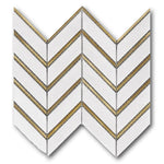 Mineralis Thassos Metal Polished Chevron Stone & Glass Mosaic Tile Mineralis Thassos Metal Polished Chevron Stone & Glass Mosaic Tile - American Tile Depot
