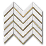 Mineralis Thassos Metal Polished Chevron Stone & Glass Mosaic Tile Mineralis Thassos Metal Polished Chevron Stone & Glass Mosaic Tile - American Tile Depot
