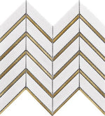 Mineralis Thassos Metal Polished Chevron Stone & Glass Mosaic Tile Mineralis Thassos Metal Polished Chevron Stone & Glass Mosaic Tile - American Tile Depot