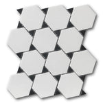 Mineralis Thassos & Nero Marquina Dot Polished Stone & Glass Mosaic Tile Mineralis Thassos & Nero Marquina Dot Polished Stone & Glass Mosaic Tile - American Tile Depot