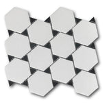 Mineralis Thassos & Nero Marquina Dot Polished Stone & Glass Mosaic Tile Mineralis Thassos & Nero Marquina Dot Polished Stone & Glass Mosaic Tile - American Tile Depot