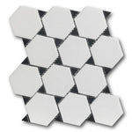 Mineralis Thassos & Nero Marquina Dot Polished Stone & Glass Mosaic Tile Mineralis Thassos & Nero Marquina Dot Polished Stone & Glass Mosaic Tile - American Tile Depot