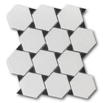 Mineralis Thassos & Nero Marquina Dot Polished Stone & Glass Mosaic Tile Mineralis Thassos & Nero Marquina Dot Polished Stone & Glass Mosaic Tile - American Tile Depot