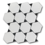Mineralis Thassos & Nero Marquina Dot Polished Stone & Glass Mosaic Tile Mineralis Thassos & Nero Marquina Dot Polished Stone & Glass Mosaic Tile - American Tile Depot
