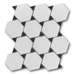 Mineralis Thassos & Nero Marquina Dot Polished Stone & Glass Mosaic Tile Mineralis Thassos & Nero Marquina Dot Polished Stone & Glass Mosaic Tile - American Tile Depot