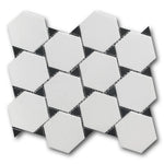 Mineralis Thassos & Nero Marquina Dot Polished Stone & Glass Mosaic Tile Mineralis Thassos & Nero Marquina Dot Polished Stone & Glass Mosaic Tile - American Tile Depot