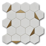 Mineralis Thassos Polished Hexagon Stone & Glass Mosaic Tile Mineralis Thassos Polished Hexagon Stone & Glass Mosaic Tile - American Tile Depot