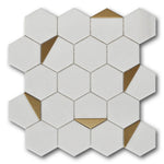 Mineralis Thassos Polished Hexagon Stone & Glass Mosaic Tile Mineralis Thassos Polished Hexagon Stone & Glass Mosaic Tile - American Tile Depot