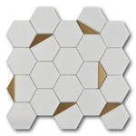 Mineralis Thassos Polished Hexagon Stone & Glass Mosaic Tile Mineralis Thassos Polished Hexagon Stone & Glass Mosaic Tile - American Tile Depot