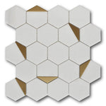 Mineralis Thassos Polished Hexagon Stone & Glass Mosaic Tile Mineralis Thassos Polished Hexagon Stone & Glass Mosaic Tile - American Tile Depot