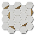 Mineralis Thassos Polished Hexagon Stone & Glass Mosaic Tile Mineralis Thassos Polished Hexagon Stone & Glass Mosaic Tile - American Tile Depot