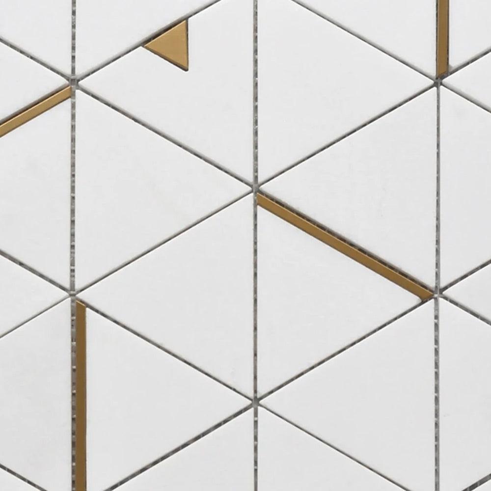 Mineralis Thassos Polished Triangle Stone & Glass Mosaic Tile Mineralis Thassos Polished Triangle Stone & Glass Mosaic Tile - American Tile Depot
