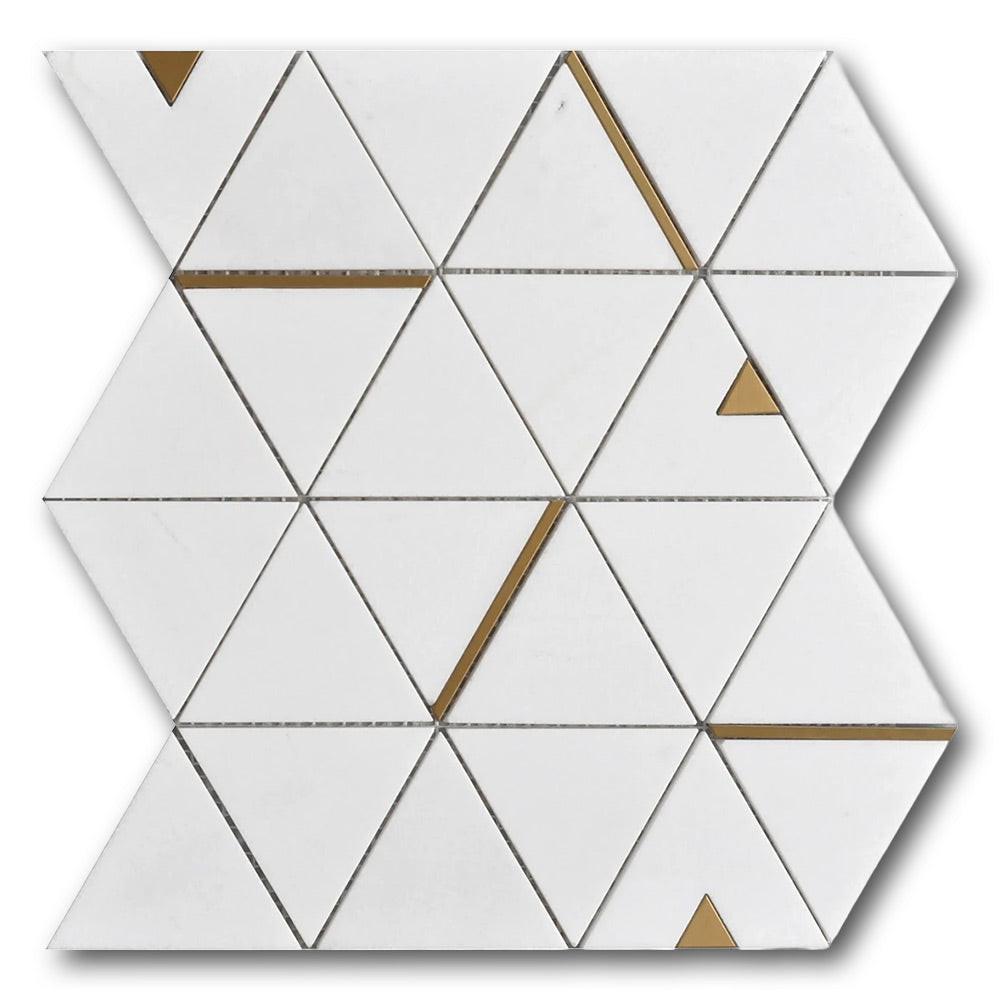 Mineralis Thassos Polished Triangle Stone & Glass Mosaic Tile Mineralis Thassos Polished Triangle Stone & Glass Mosaic Tile - American Tile Depot