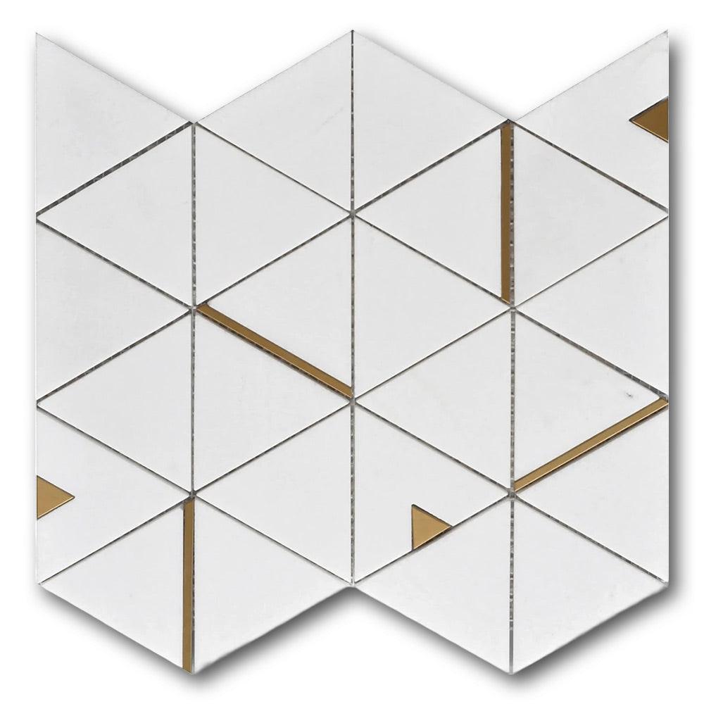 Mineralis Thassos Polished Triangle Stone & Glass Mosaic Tile Mineralis Thassos Polished Triangle Stone & Glass Mosaic Tile - American Tile Depot