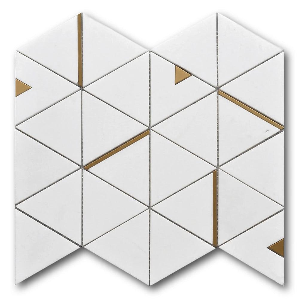Mineralis Thassos Polished Triangle Stone & Glass Mosaic Tile Mineralis Thassos Polished Triangle Stone & Glass Mosaic Tile - American Tile Depot