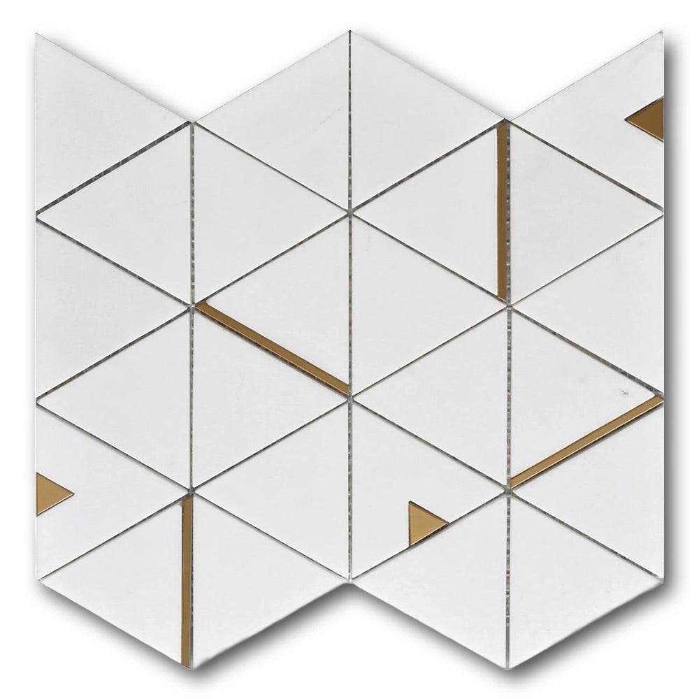 Mineralis Thassos Polished Triangle Stone & Glass Mosaic Tile Mineralis Thassos Polished Triangle Stone & Glass Mosaic Tile - American Tile Depot