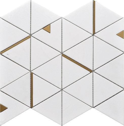 Mineralis Thassos Polished Triangle Stone & Glass Mosaic Tile Mineralis Thassos Polished Triangle Stone & Glass Mosaic Tile - American Tile Depot