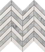 Mineralis White & Gray Polished Chevron Stone & Glass Mosaic Tile Mineralis White & Gray Polished Chevron Stone & Glass Mosaic Tile - American Tile Depot