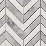 Mineralis White & Gray Polished Chevron Stone & Glass Mosaic Tile Mineralis White & Gray Polished Chevron Stone & Glass Mosaic Tile - American Tile Depot