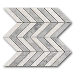 Mineralis White & Gray Polished Chevron Stone & Glass Mosaic Tile Mineralis White & Gray Polished Chevron Stone & Glass Mosaic Tile - American Tile Depot