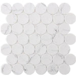 Mineralis White Statuary Matte Penny Stone & Glass Mosaic Tile Mineralis White Statuary Matte Penny Stone & Glass Mosaic Tile - American Tile Depot