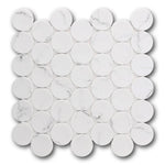 Mineralis White Statuary Matte Penny Stone & Glass Mosaic Tile Mineralis White Statuary Matte Penny Stone & Glass Mosaic Tile - American Tile Depot