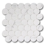 Mineralis White Statuary Matte Penny Stone & Glass Mosaic Tile Mineralis White Statuary Matte Penny Stone & Glass Mosaic Tile - American Tile Depot