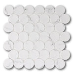 Mineralis White Statuary Matte Penny Stone & Glass Mosaic Tile Mineralis White Statuary Matte Penny Stone & Glass Mosaic Tile - American Tile Depot