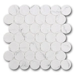 Mineralis White Statuary Matte Penny Stone & Glass Mosaic Tile Mineralis White Statuary Matte Penny Stone & Glass Mosaic Tile - American Tile Depot