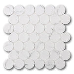 Mineralis White Statuary Matte Penny Stone & Glass Mosaic Tile Mineralis White Statuary Matte Penny Stone & Glass Mosaic Tile - American Tile Depot