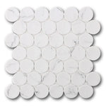 Mineralis White Statuary Matte Penny Stone & Glass Mosaic Tile Mineralis White Statuary Matte Penny Stone & Glass Mosaic Tile - American Tile Depot