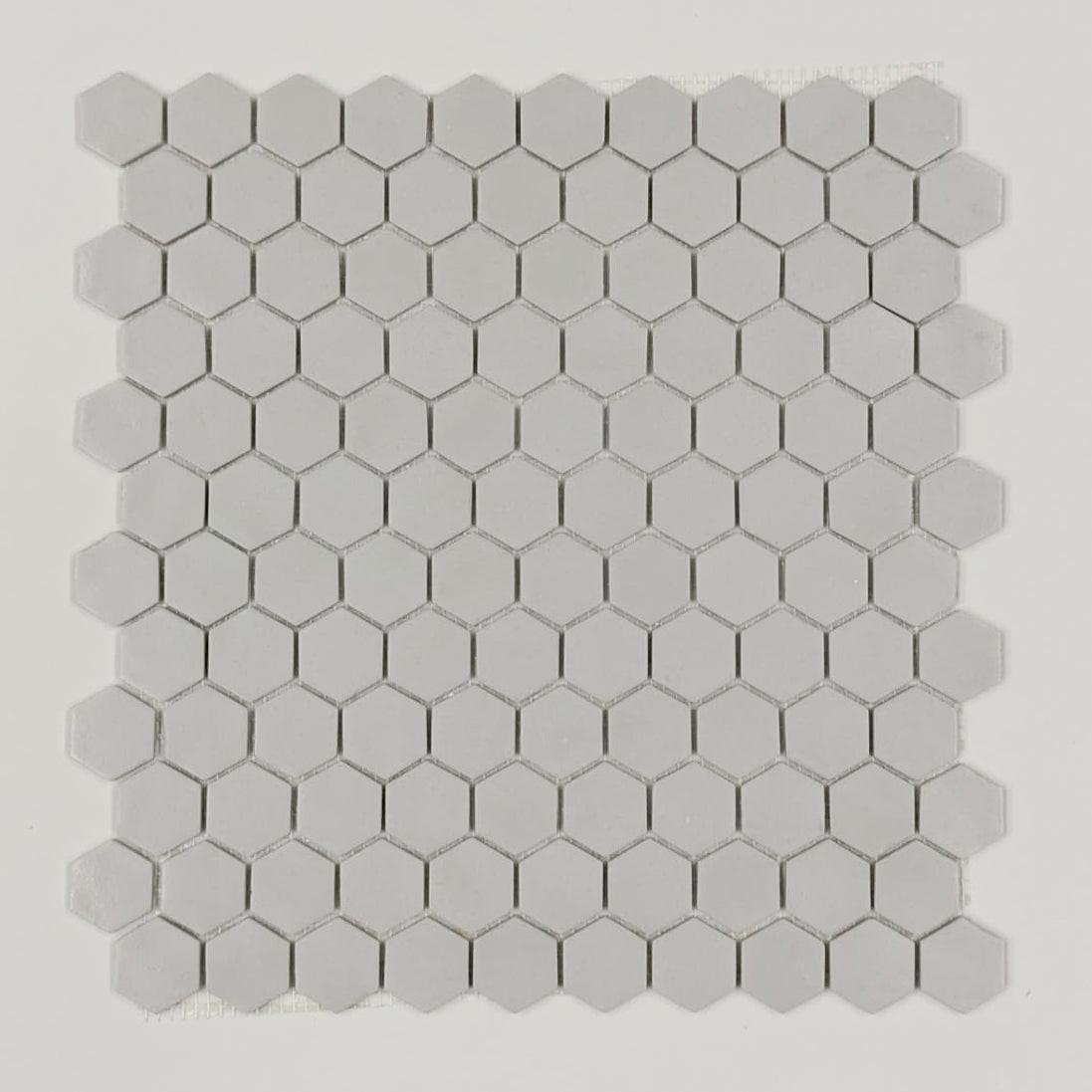 Nature Glass Smooth Grey 1" Hexagon Glass Mosaic Tile | FINAL SALE Nature Glass Smooth Grey 1" Hexagon Glass Mosaic Tile | FINAL SALE - American Tile Depot