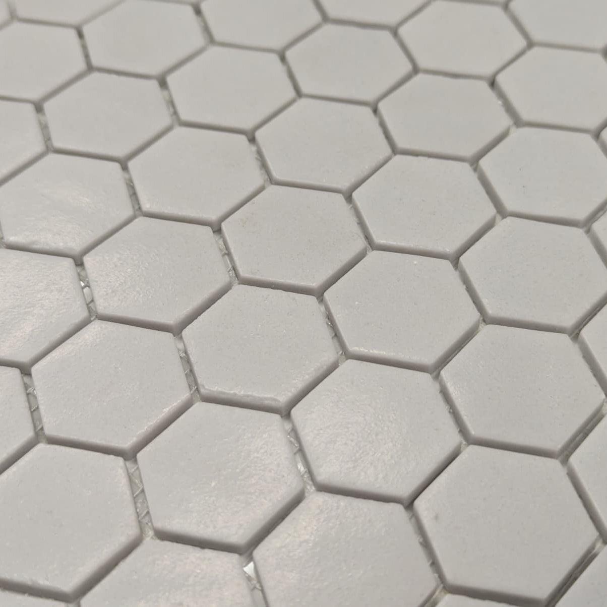 Nature Glass Smooth Grey 1" Hexagon Glass Mosaic Tile | FINAL SALE Nature Glass Smooth Grey 1" Hexagon Glass Mosaic Tile | FINAL SALE - American Tile Depot