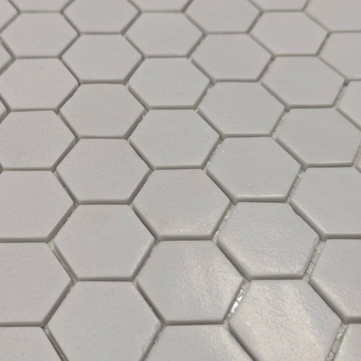 Nature Glass Smooth Grey 1" Hexagon Glass Mosaic Tile | FINAL SALE Nature Glass Smooth Grey 1" Hexagon Glass Mosaic Tile | FINAL SALE - American Tile Depot